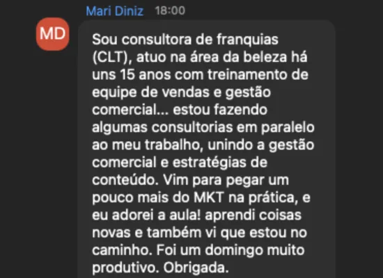 Depoimento de aluna